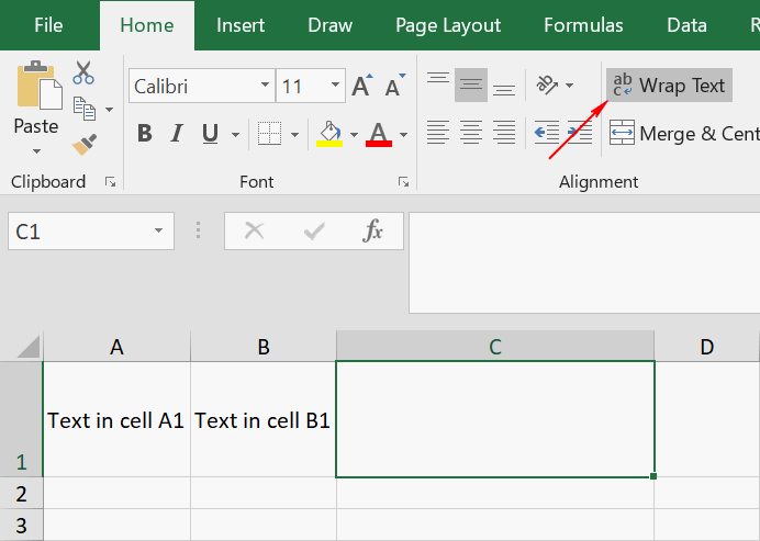 how to insert text in excel cell