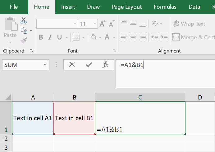 Concatenate with “&”