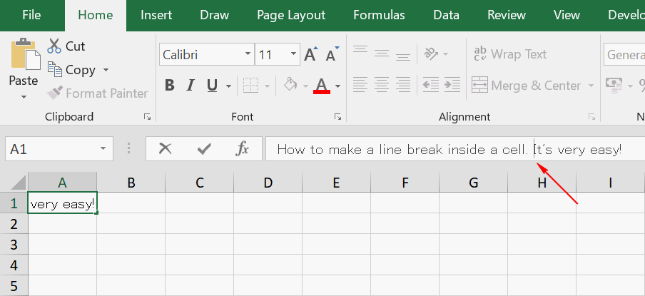 how to shift enter in excel