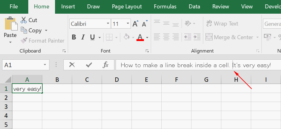 Select where you want to insert a line break