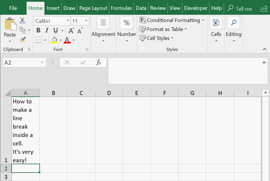 go to next line in excel cell mac