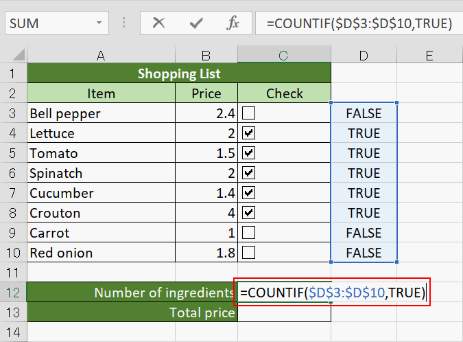 COUNTIF function