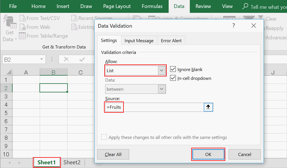 Enter name on data validation