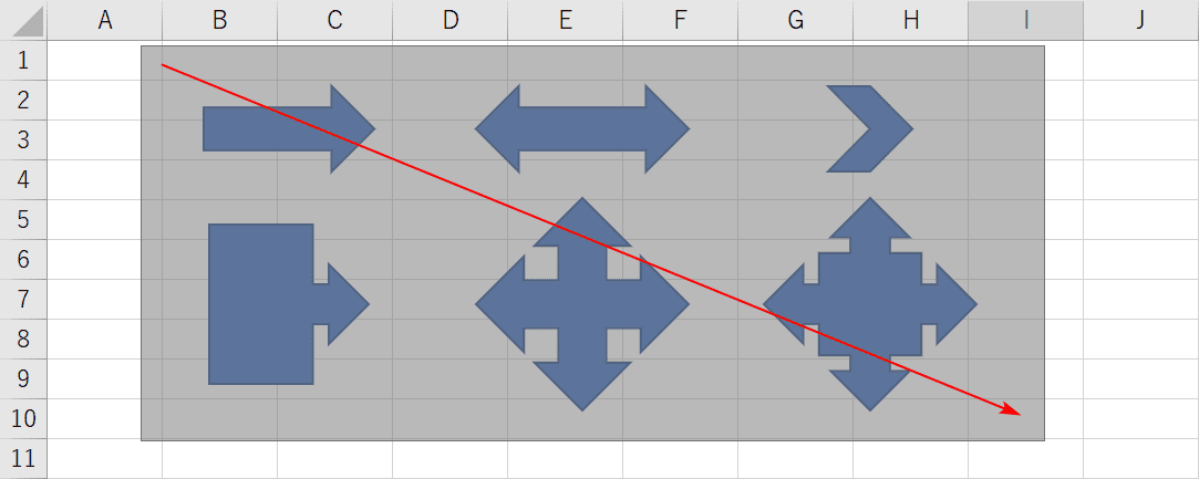 選択したいオブジェクトを範囲指定