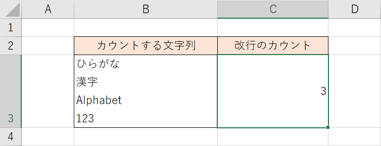 改行のカウント結果