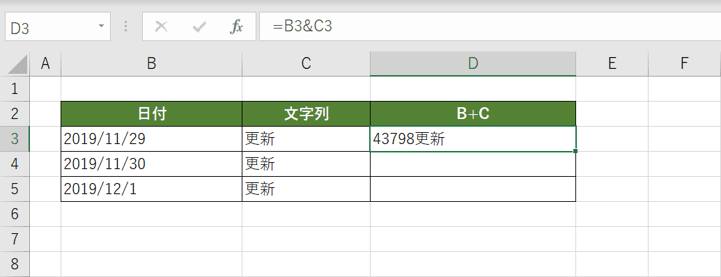 日付がシリアル値になった