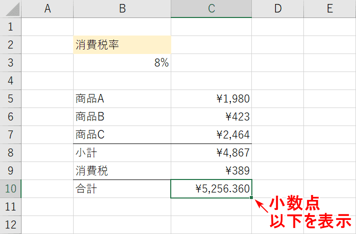 消費 税 小数点 以下