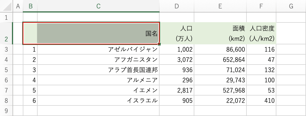 セルを選択する