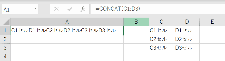 CONCAT関数の結果