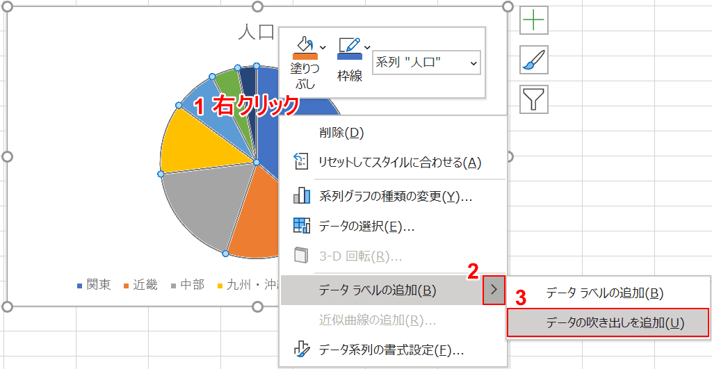 データラベルの追加を選択