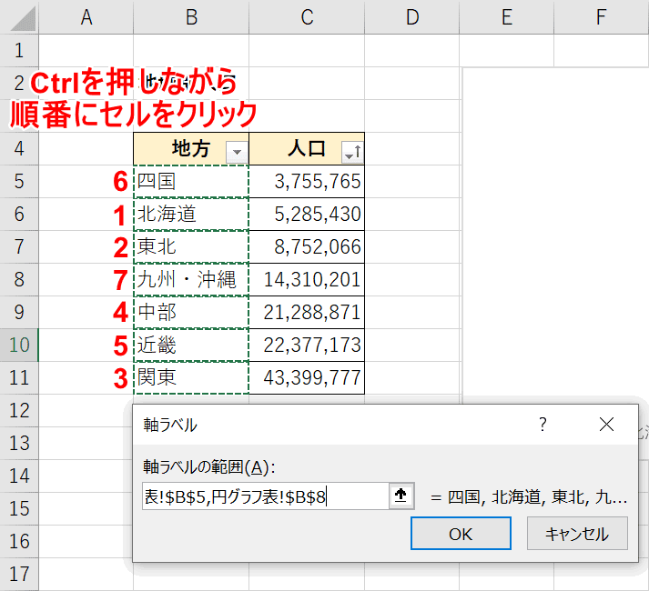 順番にクリック