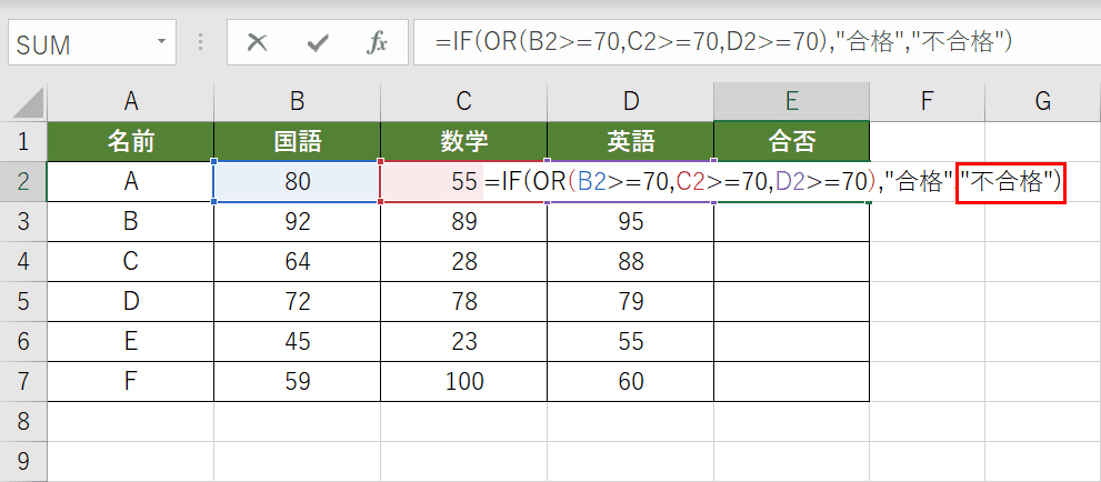 IF関数の偽の場合を入力する