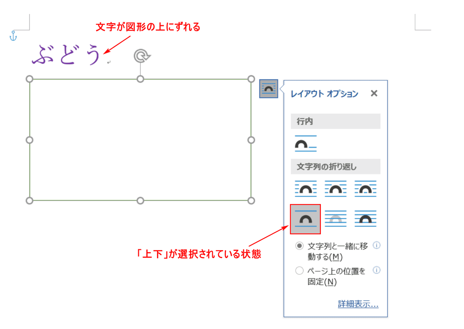 上にずれる