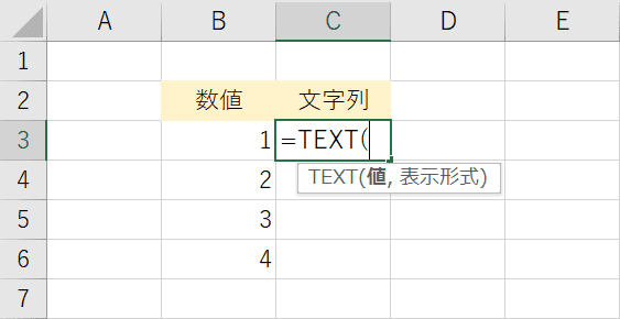 TEXT関数の入力