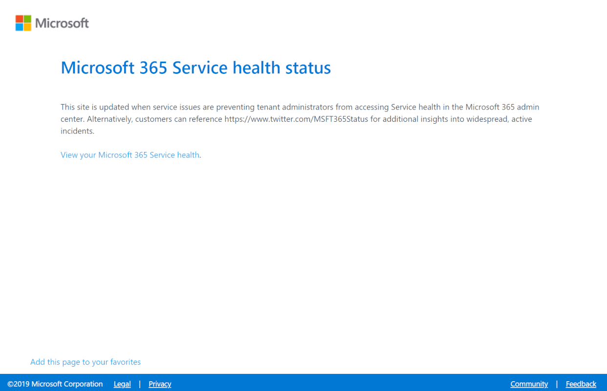 office-365-failure service health status 英語