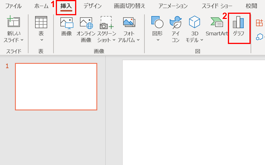 挿入タブからグラフを選択