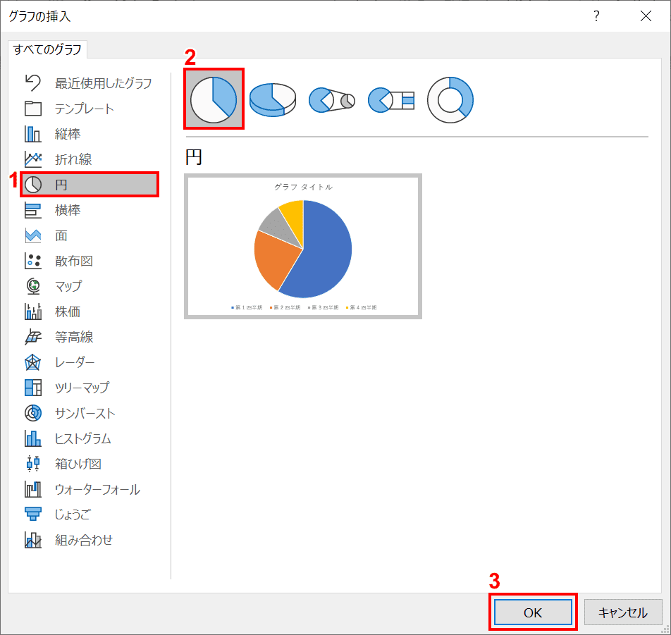 円グラフを選択