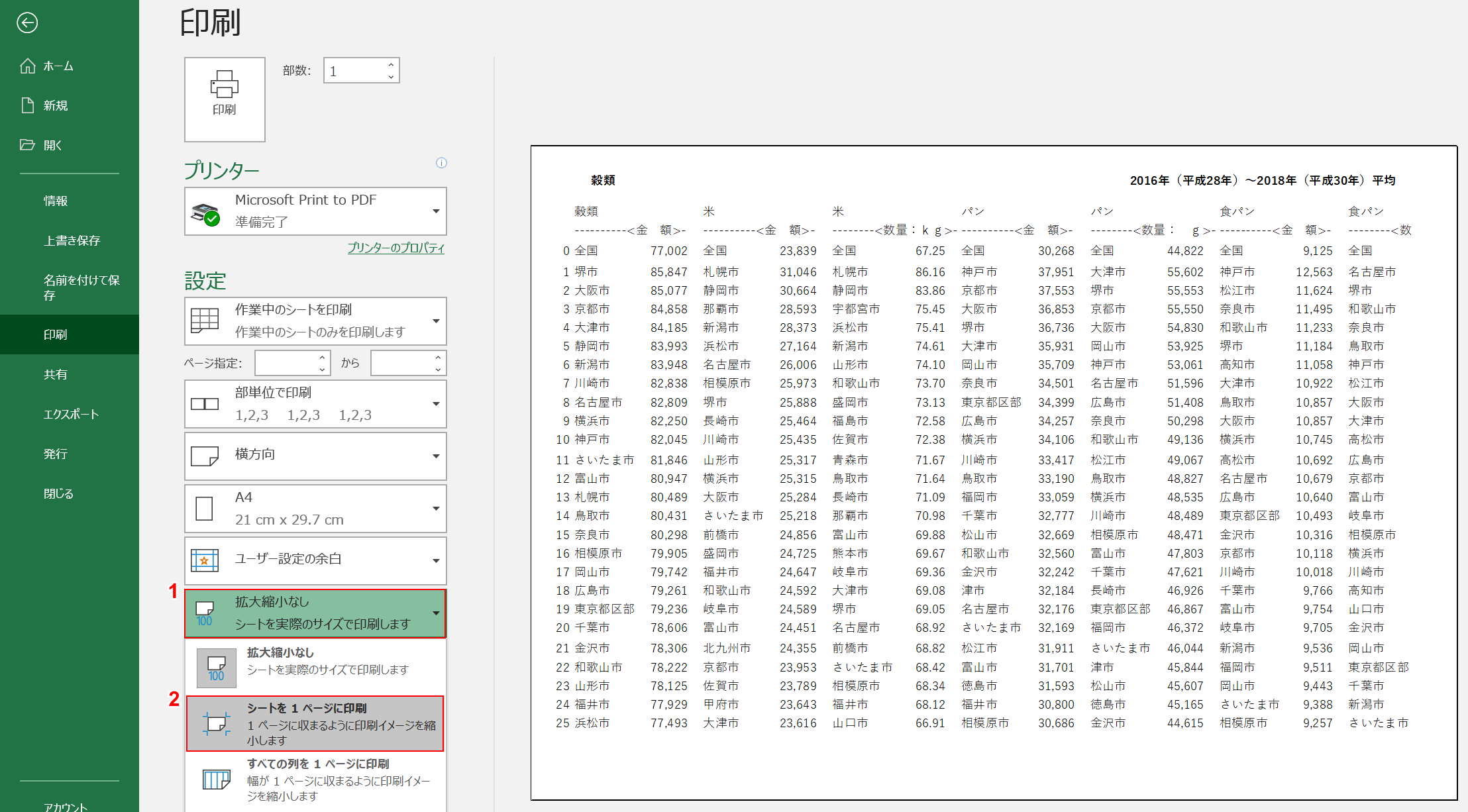 拡大/縮小の選択