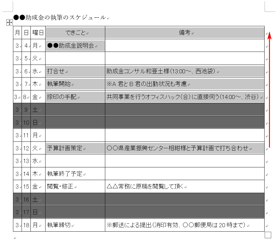 選択範囲を上のセルへ広げる