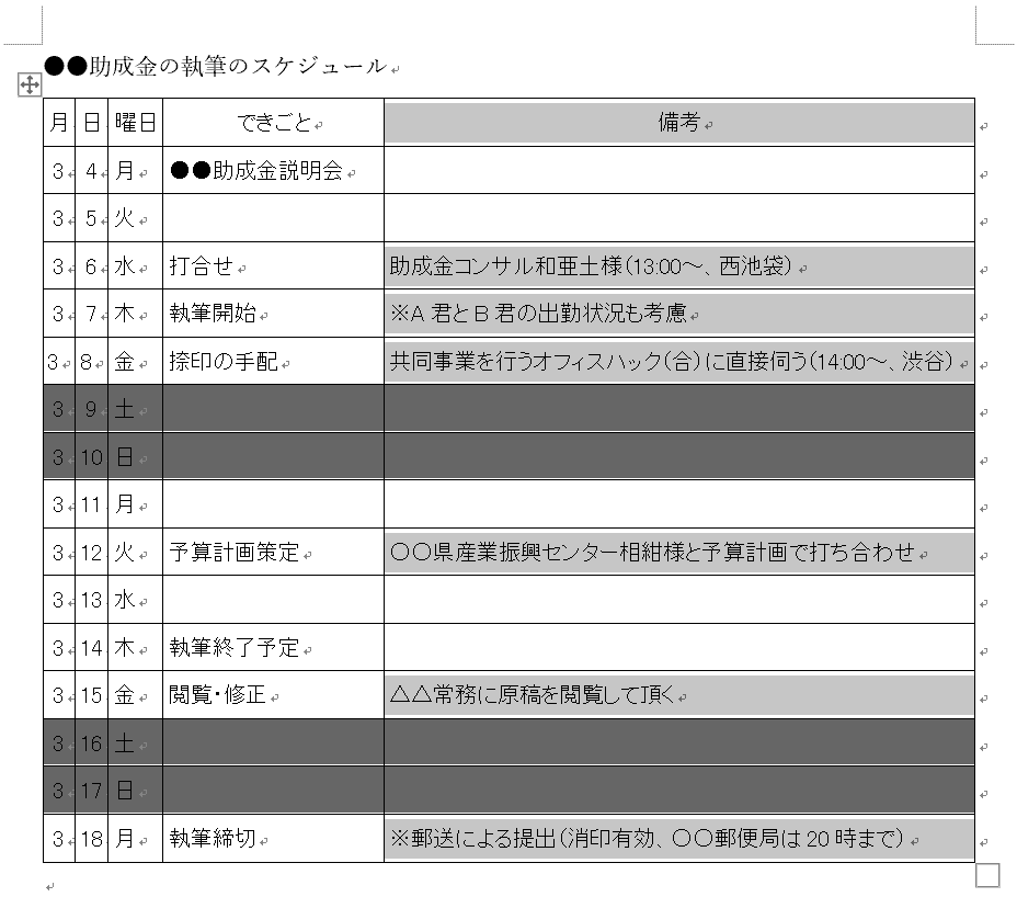 列全体を選択