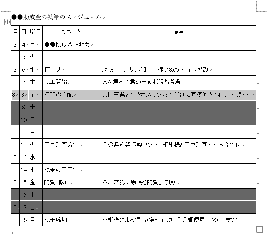 先頭から行のセル全体を選択