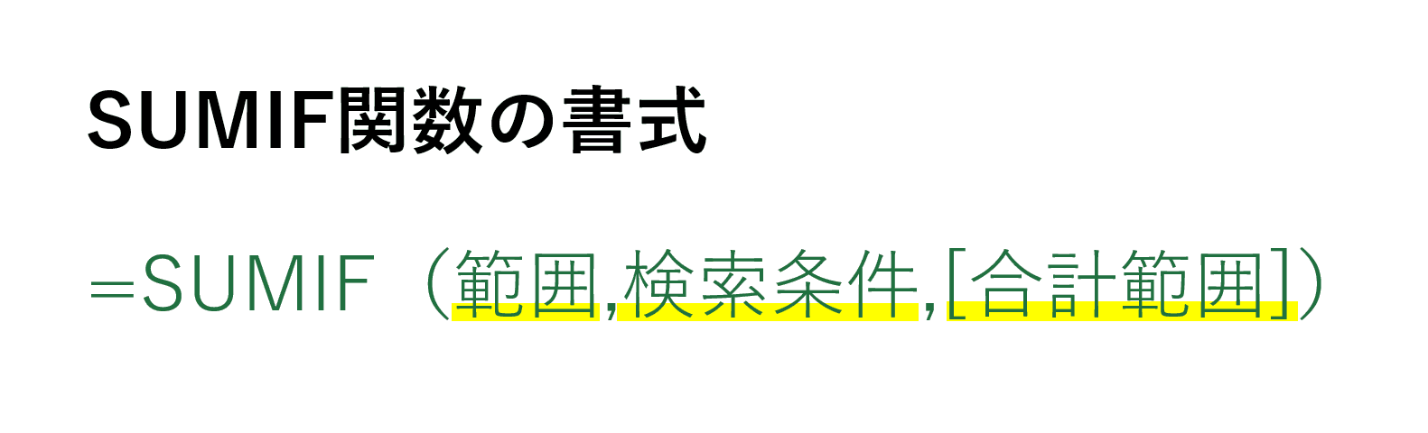 SUMIF関数の書式