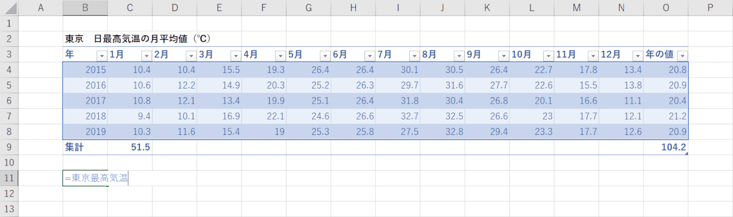 テーブルを参照