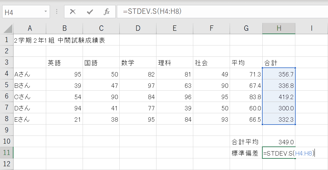 標準偏差を求める