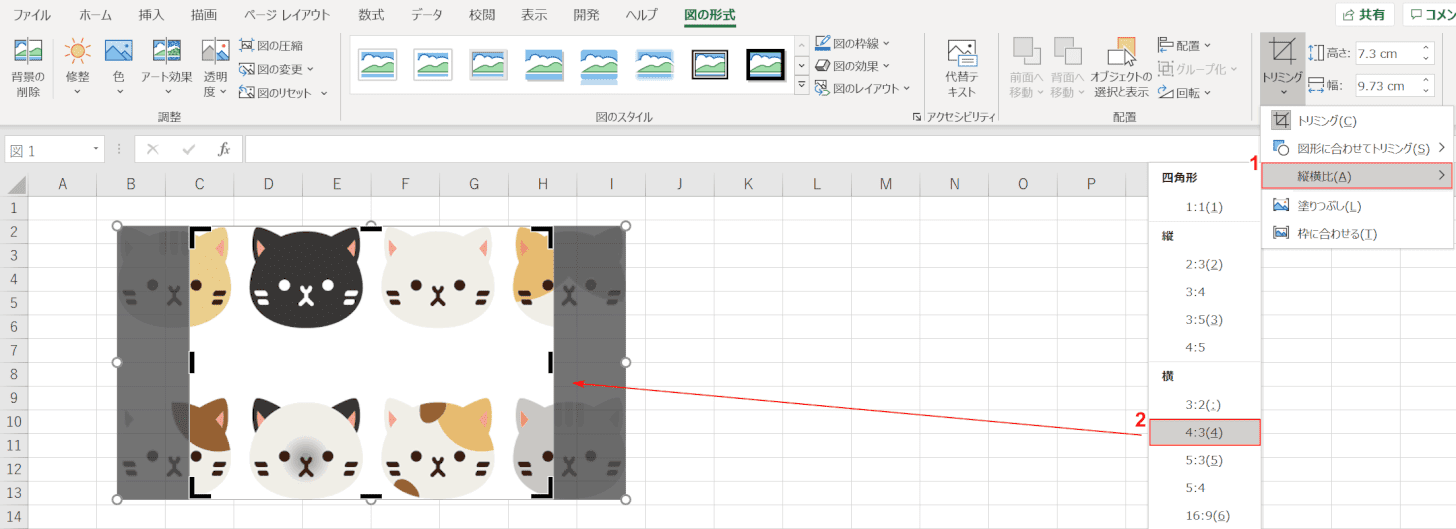 縦横比でトリミング