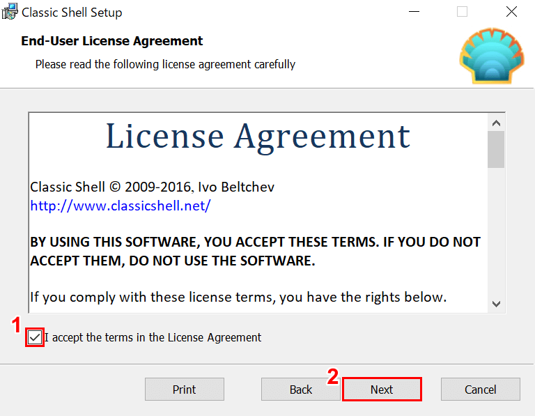 Classic Shellライセンスの同意