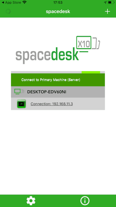 spacedeskをインストール、iphone、完了