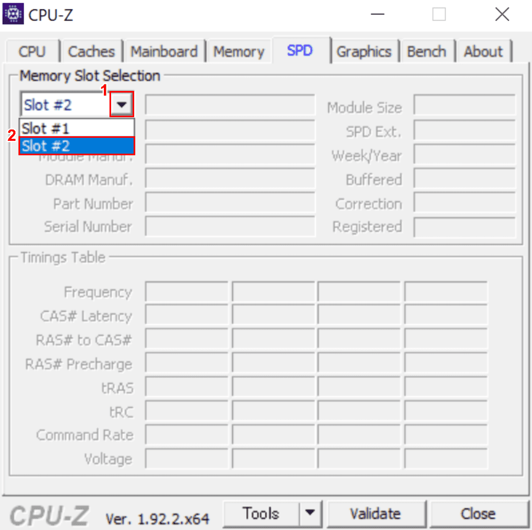 CPU-Z、Slotの変更