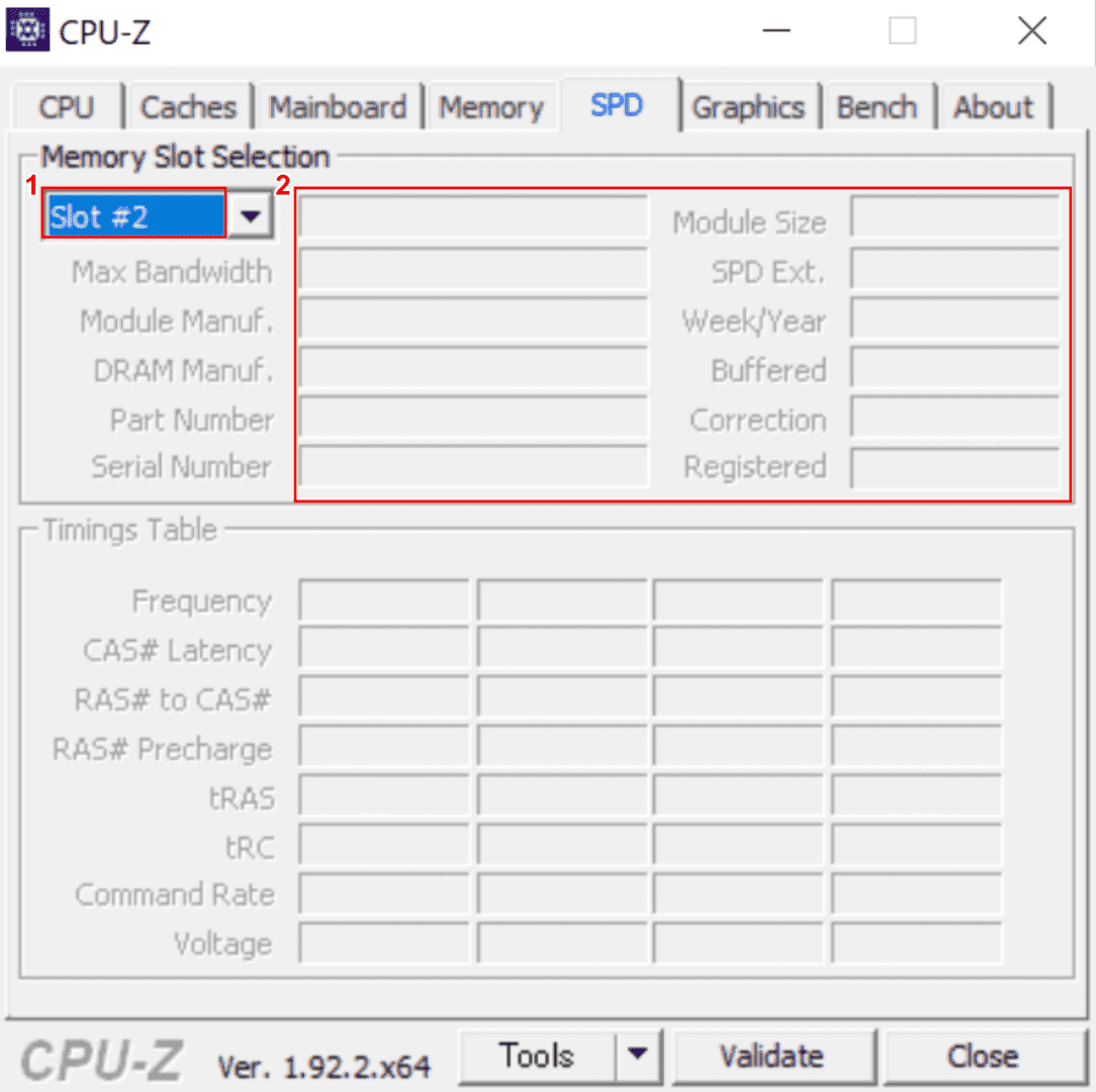 CPU-Z、Slot #2の確認
