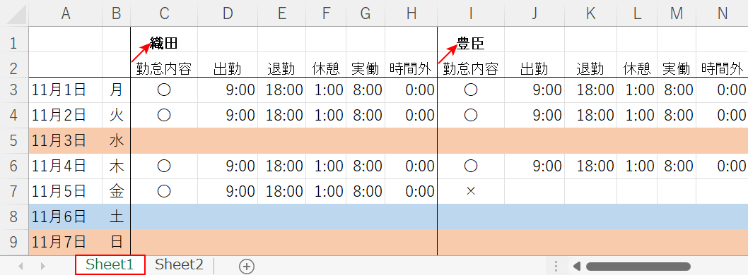 sheet1の名字