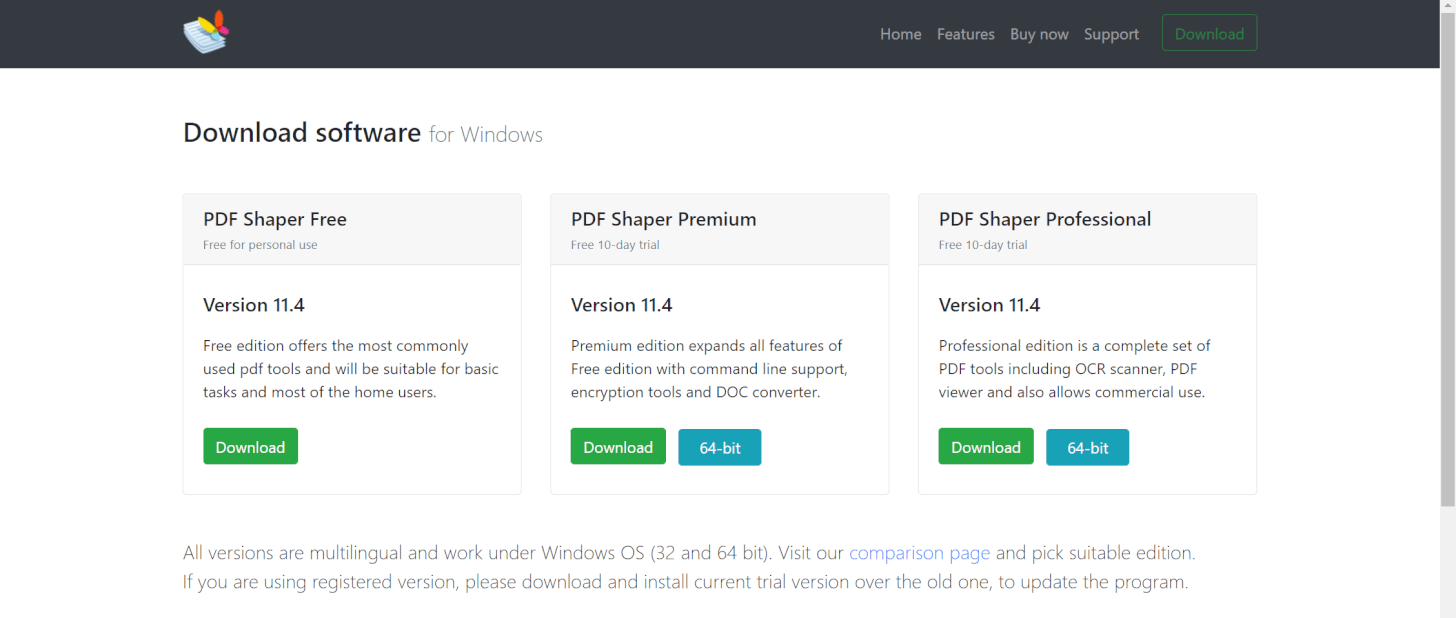 PDF Shaper Freeのサイト