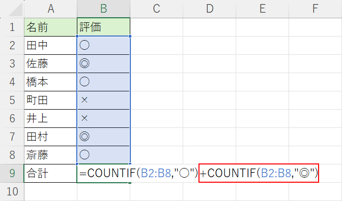 もう一つCOUNTIF関数を入力する