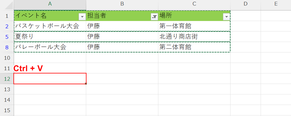 表を貼り付ける