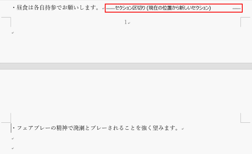 セクション区切りの挿入