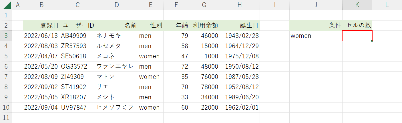 合計を出したいセルを選択