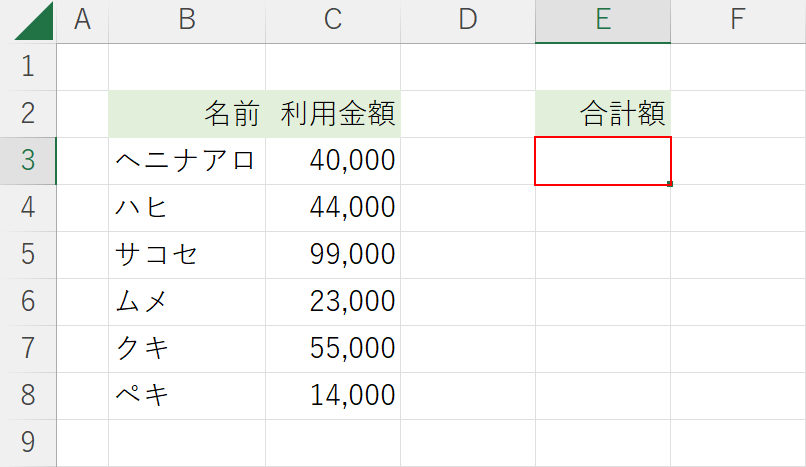 セルを選択