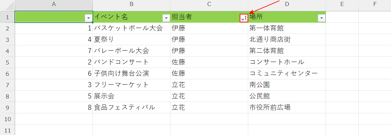 フィルターボタンを押す