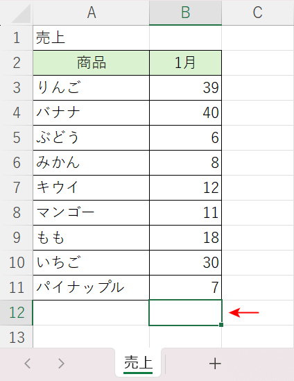 最後のセルに移動できない場合