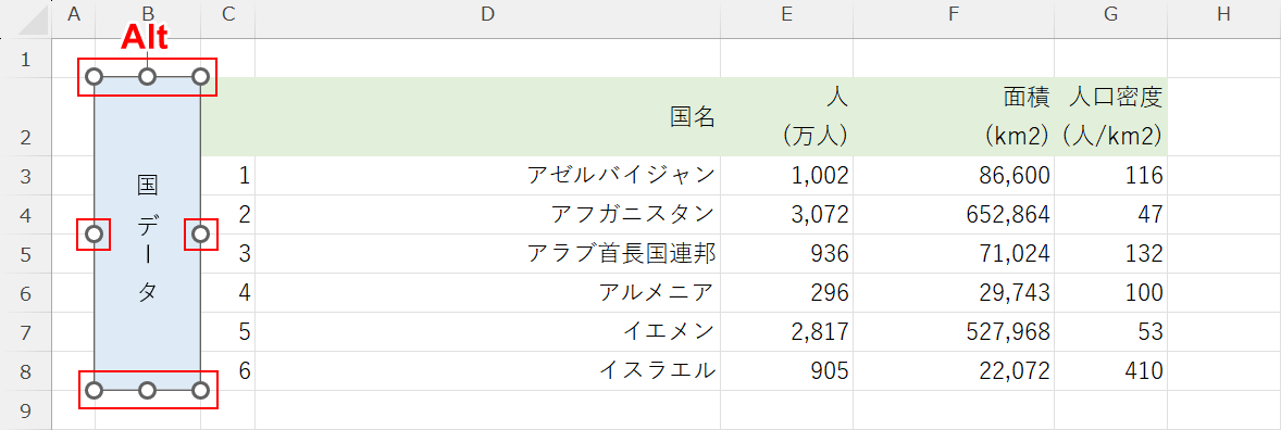 大きさ調整