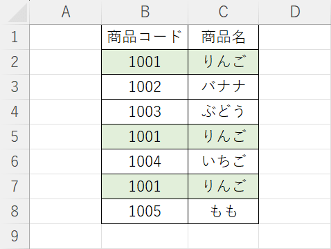 指定した文字列のセルの色が変わる