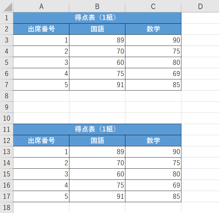 表のコピーが完了