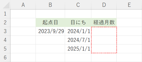 経過日数のセル
