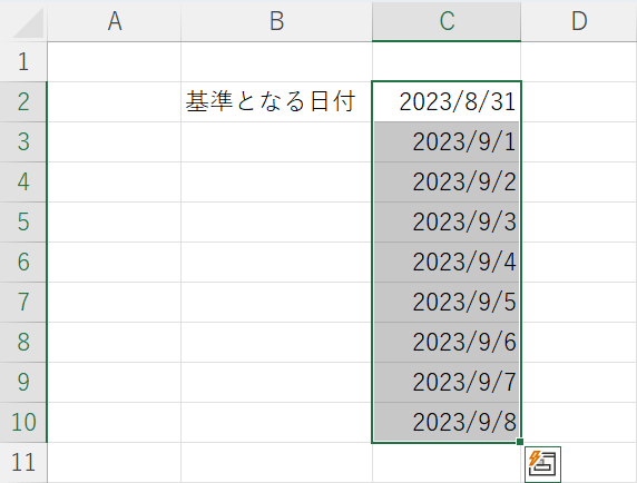 連続データが表示