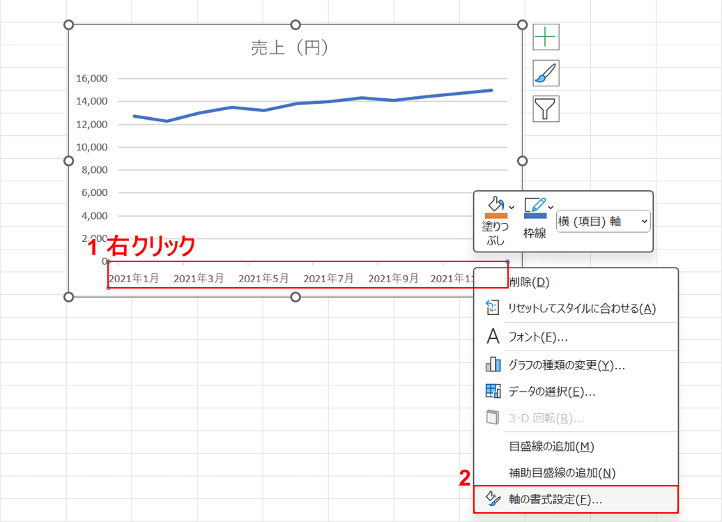 軸の書式設定