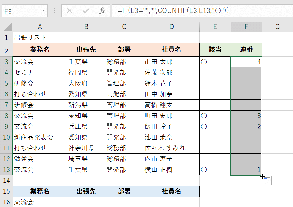 オートフィルが適用された