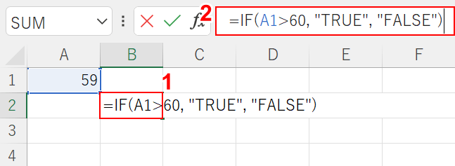 =IF(A1>60, "TRUE", "FALSE")